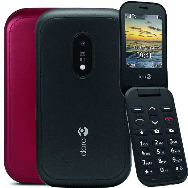 Doro 6040 Unlocked 2G Dual SIM Clamshell Big Button Mobile Phone for Seniors with 2.8" Screen, GPS Localisation and Cradle Included